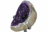 Amethyst Geode with Calcite on Metal Stand - Great Color #116287-2